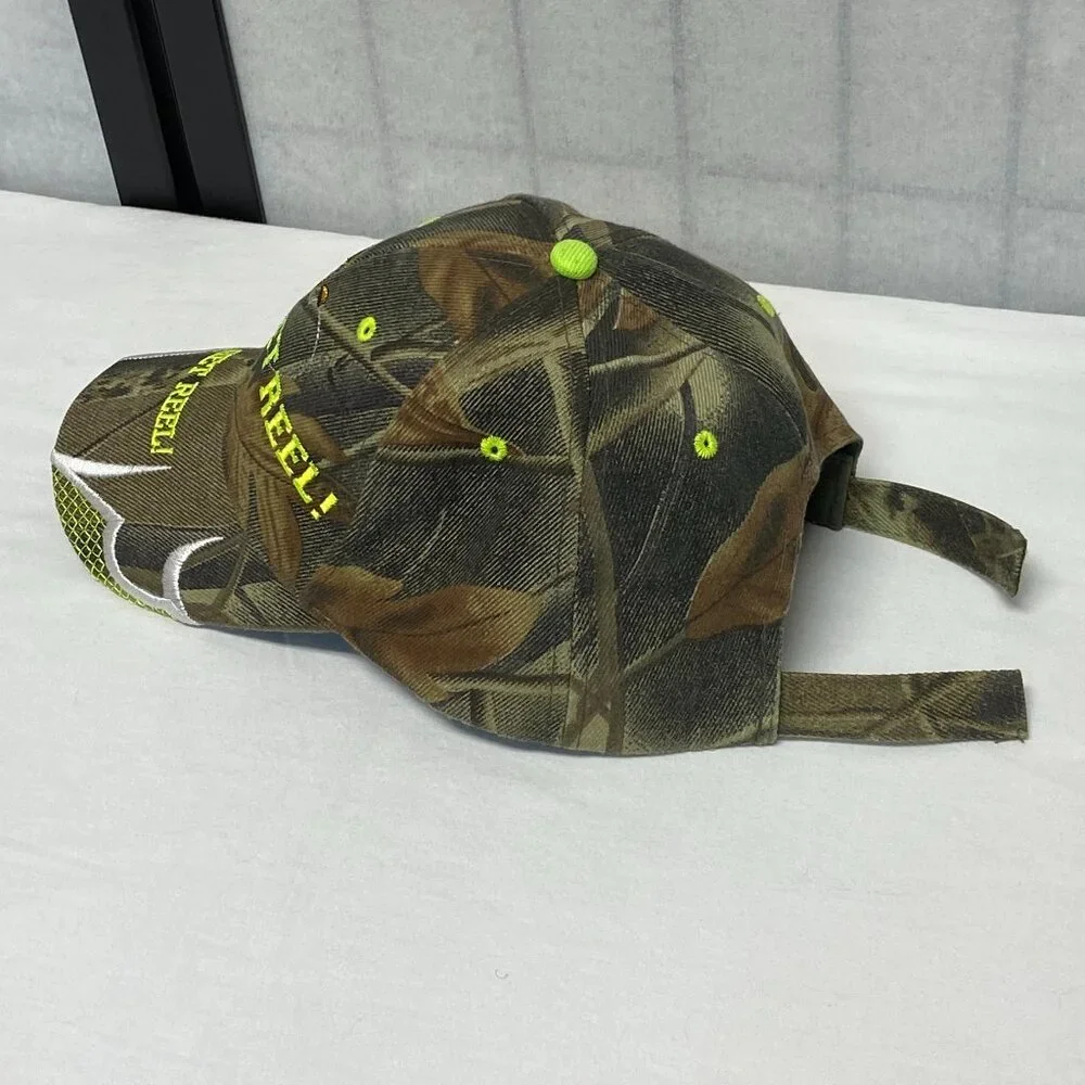 KYS Design Get Reel Embroider Fishing Cap Camouflage Leaf Pattern Baseball Hat